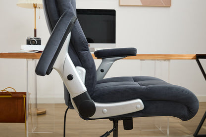Office Chair 500lbs With Adjustable Support, Fabric Executive Computer Chair With 2D Flip-up Armrests, Ergonomic Chair Quiet Rubber Wheels, Extra Wide Seat, Adjustable Headrest