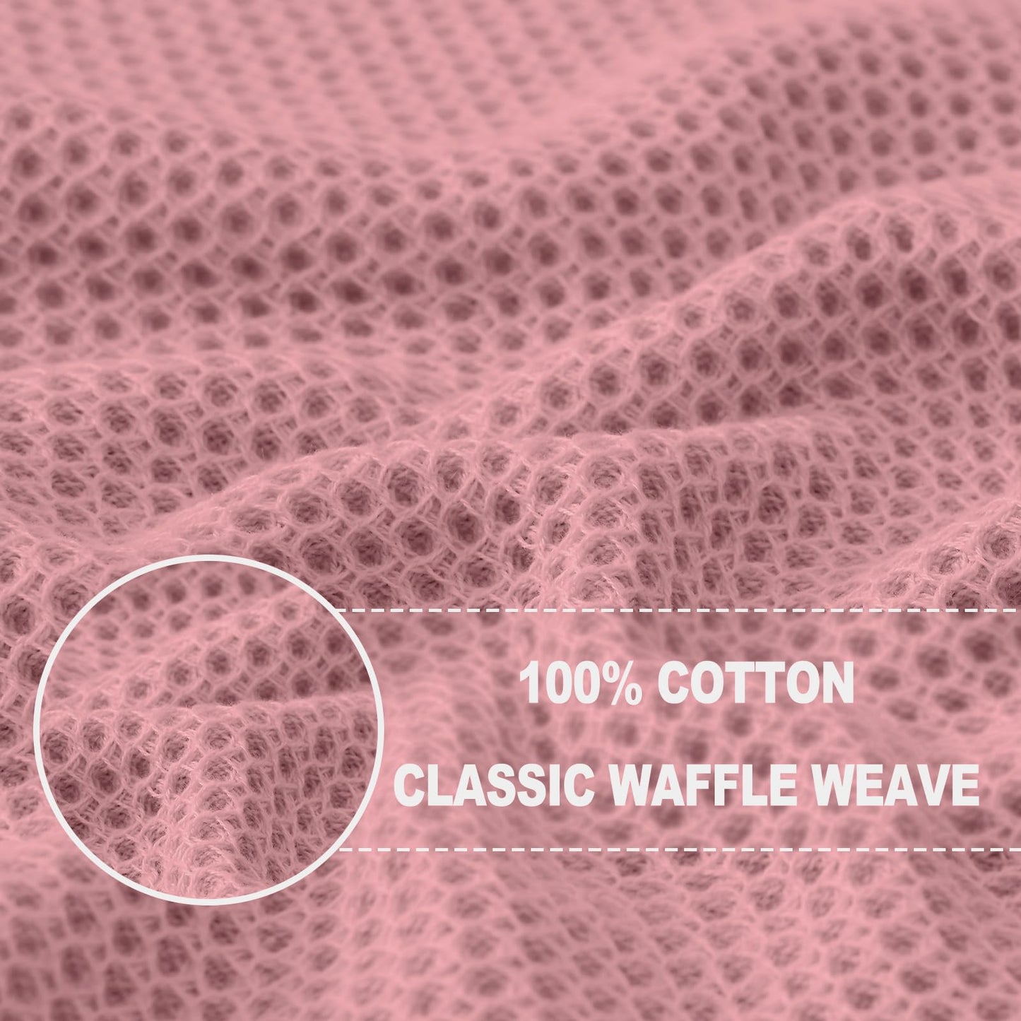 100% Cotton Waffle Weave Kitchen Dish Cloths, Ultra Soft Absorbent Quick Drying Dish Towels, 12 x 12 Inches, 12-Pack, Dried Rose