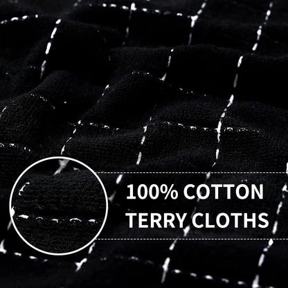 100% Cotton Terry Kitchen Towels(Multiple Color, 13 x 28 inches), Checkered Designed, Soft and Super Absorbent Dish Towels, 4 Pack