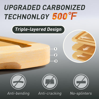 Bamboo Cutting Board Set Non Slip Feet with Holder Over Sink Wooden Cutting Boards Eating Grilling Biard Cutboard Biard Chtting Woodcutting Cuttingboards Voard Oard Bord 12x18 11 x 14 Baords Baord