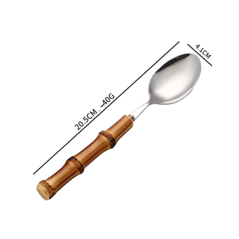 Creative Bamboo Tableware Stainless Steel Steak Cutlery