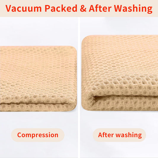 100% Cotton Waffle Weave Kitchen Dish Cloths, Ultra Soft Absorbent Quick Drying Dish Towels, 12 x 12 Inches, 6-Pack, Apricot