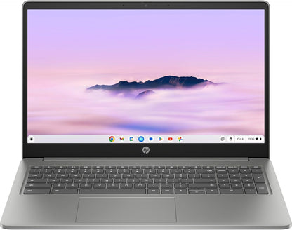 HP Chromebook 15a, 15.6-inch FHD Display, Intel Core i3-N305, 8GB RAM, 128GB UFS, Intel UHD Graphics, ChromeOS, Wi-Fi 6, Bluetooth 5.3, Numeric Keypad, Fast Charge, Mineral Silver, 9J6K2PA