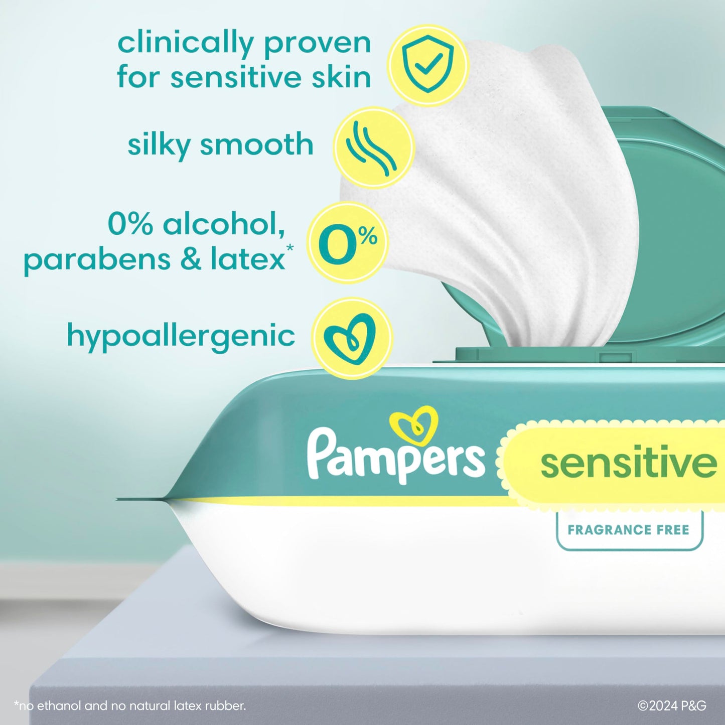 Pampers Baby Wipes Sensitive Perfume Free 3X Refill Packs 192 Count