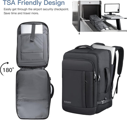 Extra Large Travel Backpack, 55L Carry On Backpack for Men & Women, Expandable Big Capacity Bag For Airplanes, Travel Gifts for Men Women, Fits 18.4 Inch Laptop, Luggage Suitcase Daypack Bag, Black