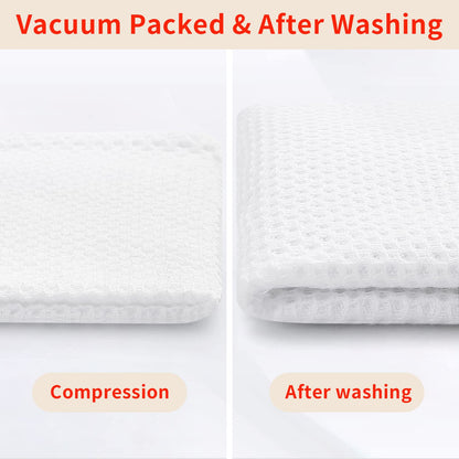 100% Cotton Waffle Weave Kitchen Dish Cloths, Ultra Soft Absorbent Quick Drying Dish Towels, 12 x 12 Inches, 6-Pack, White