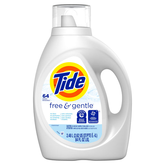 Tide Free & Gentle Liquid Laundry Detergent, HE Compatible, 64 Loads, 2.48L