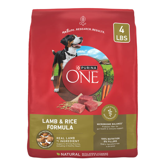 Purina ONE Dry Dog Food Lamb and Rice Formula - (Pack of 4) 4 lb. Bags