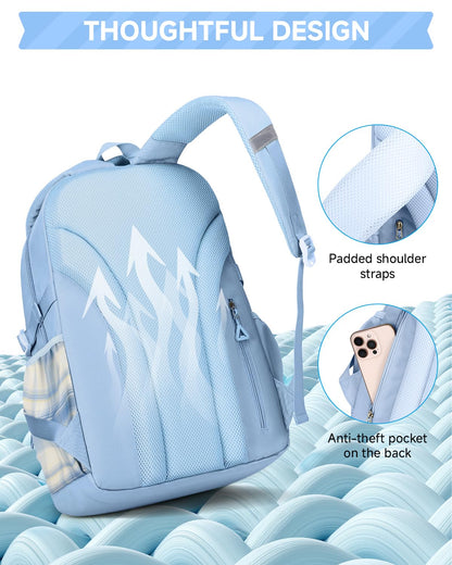 Amythe Girls' School Backpack Set, Cute Kids Backpack, Casual School Bag for Elementary Middle School Girls, Bookbag Set with Lunch Bag and Pencil Case,Blue
