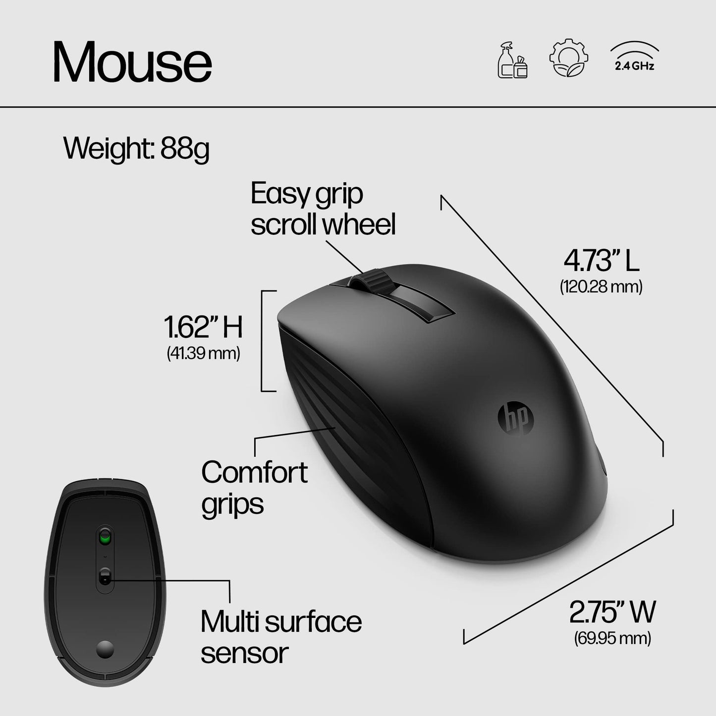 HP 650 Wireless Keyboard and Mouse Set, Black