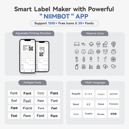 NIIMBOT B1 Label Maker, Thermal Label Printer, Mini Label Maker Machine with Tape, Small Sticker Printer with Auto Identification, Bluetooth Labelling Machine for Office, Home, Business
