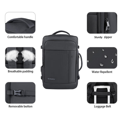 Carry On Backpack, 50L Travel Backpack, Luggage Backpack TSA Flight Approved Laptop Backpack for Men & Women, Large Expandable Backpack 40L Daypack Lightweight Business Weekender Bag, Black