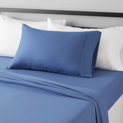Lightweight Ultra-Soft Breathable Easy Care Microfiber 3-Piece Bed Sheet Set with 14-Inch Deep Pockets, Twin XL, Dutch Blue, Solid
