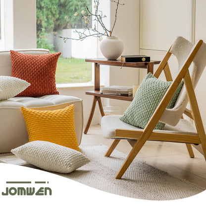 2 Packs Throw Pillow Covers Corduroy, Decorative Lumbar Pillow Covers, JOMWEN Super Soft Boho Striped Cushion Covers for Couch Bed Sofa Livingroom (Sage Green, 45 x 45 cm)