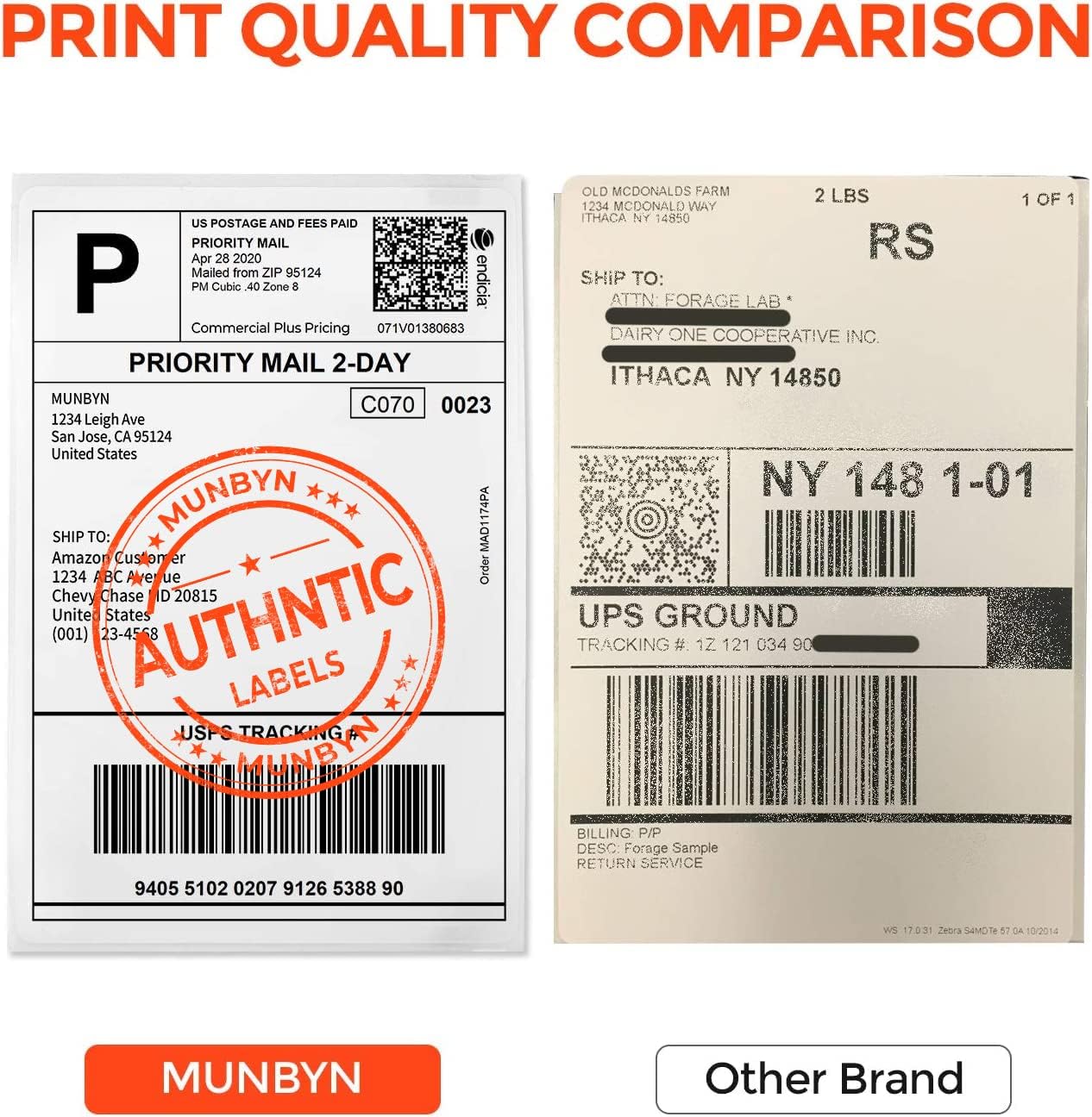 MUNBYN 4x6 Inch Direct Thermal Labels, 6000 Labels/12 Rolls(500 Pcs per Roll), Shipping Label Paper for Printers, Permanent Adhesive Mailing Postage Labels Packages White