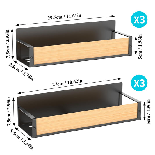 6 Pack Magnetic Spice Storage Rack Organizer for Refrigerator and Oven, Wood Fridge Organizers and Storage