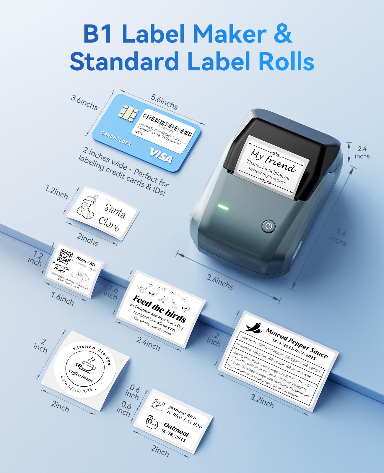 NIIMBOT B1 Label Maker, Portable Thermal Label Printer, Mini Label Maker Machine with Tape, Bluetooth Small Sticker Printer with Auto Identification, Labelling Machine for Office, Home, Business