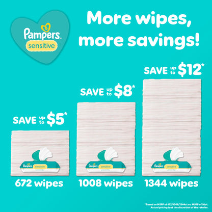 Pampers Baby Wipes Sensitive Perfume Free 7X Refill Packs 588 Count