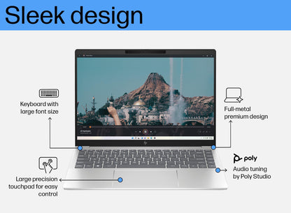 HP Pavilion Plus 14" Laptop, 14-inch 2.8K OLED Display, Intel Core Ultra 7 155H Processor, 16GB RAM, 512GB SSD, Intel Iris Xe Graphics, Windows 11, Lightweight, Long Battery Life, Silver, B22Z2PA
