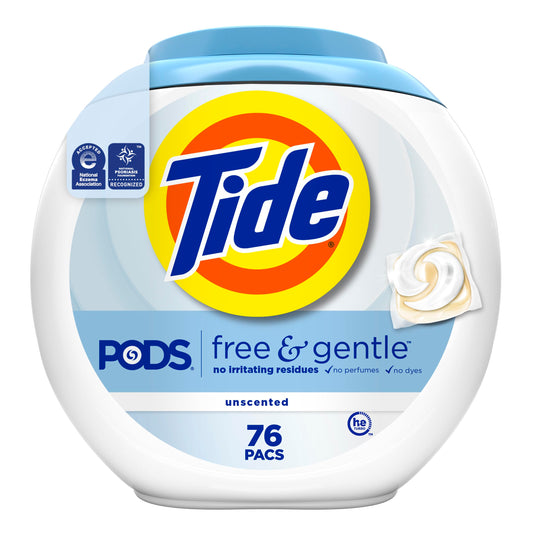Tide PODS Free & Gentle Laundry Detergent Soap Pacs, 76 Count