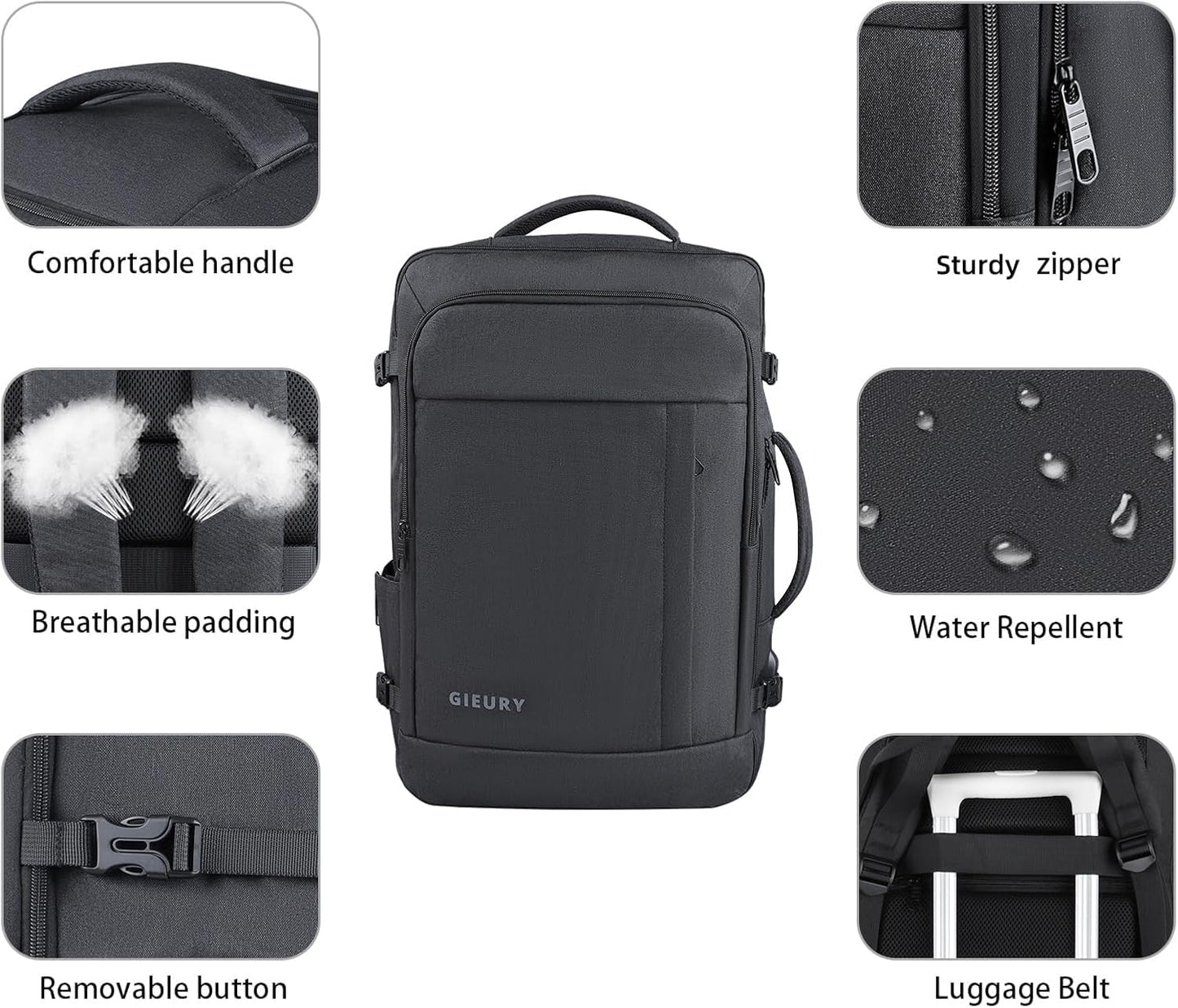 Extra Large Travel Backpack, 55L Carry On Backpack for Men & Women, Expandable Big Capacity Bag For Airplanes, Travel Gifts for Men Women, Fits 18.4 Inch Laptop, Luggage Suitcase Daypack Bag, Black
