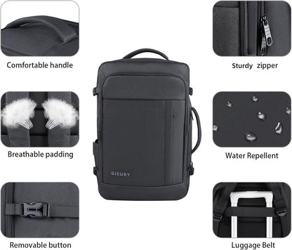 Extra Large Travel Backpack, 55L Carry On Backpack for Men & Women, Expandable Big Capacity Bag For Airplanes, Travel Gifts for Men Women, Fits 18.4 Inch Laptop, Luggage Suitcase Daypack Bag, Black