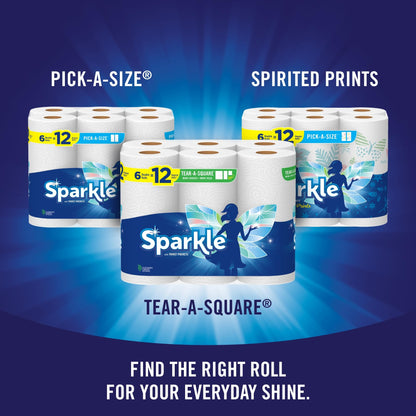 Sparkle Tear-A-Square Paper Towels, 2 Double Rolls = 4 Regular Rolls, Back-to-School Essentials, Customizable Sheets for Lunchboxes, Art Projects, Classrooms, and Home