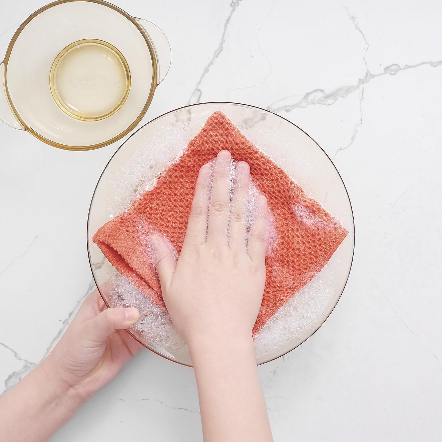 100% Cotton Waffle Weave Kitchen Dish Cloths, Ultra Soft Absorbent Quick Drying Dish Towels, 12 x 12 Inches, 6-Pack, Coral