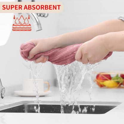 100% Cotton Waffle Weave Kitchen Dish Cloths, Ultra Soft Absorbent Quick Drying Dish Towels, 12 x 12 Inches, 12-Pack, Dried Rose