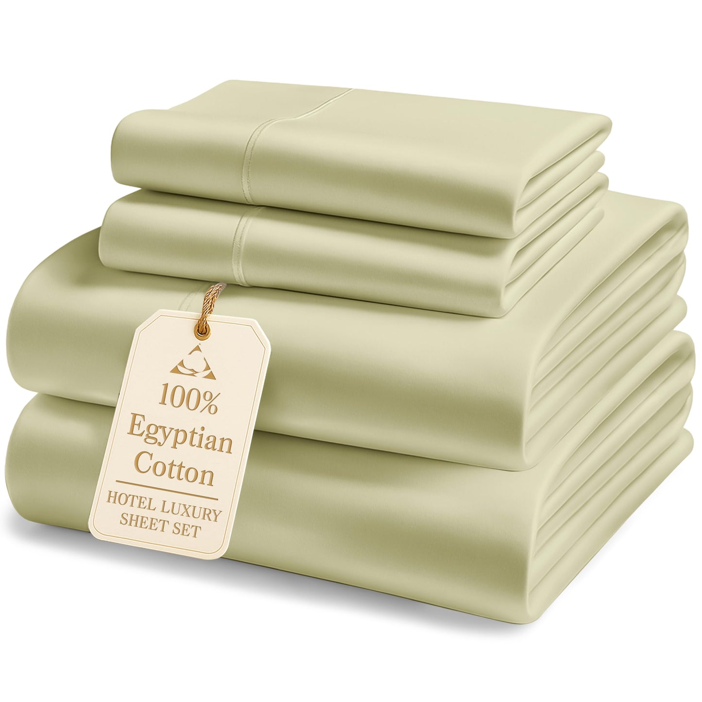 LANE LINEN 100% Egyptian Cotton Sheets, Sustainably Produced Eco Friendly Luxury Hotel Like Thick sábanas King, 16 inch Reinforced French Seam deep Pocket King Sheet Set-Sea Foam