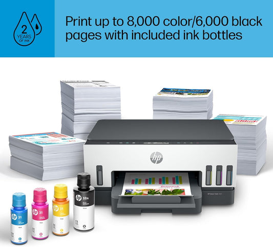 HP Smart Tank 7005 All-in-One Printer - Print, Scan, Copy, Wireless - Up to 9 PPM Print Speed Color (ISO) - 28B54A