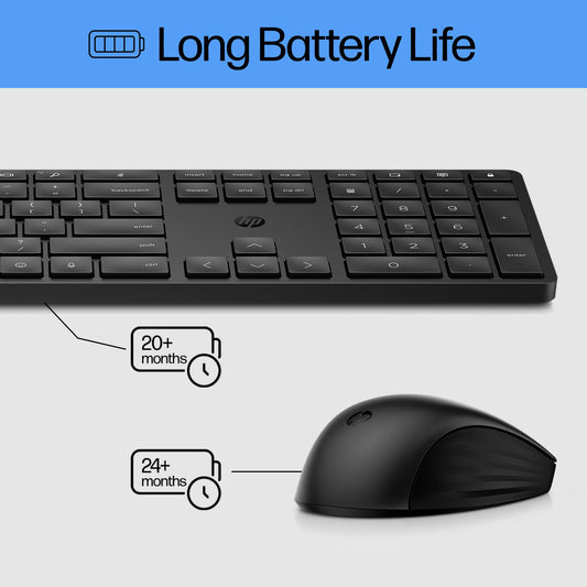 HP 650 Wireless Keyboard and Mouse Set, Black