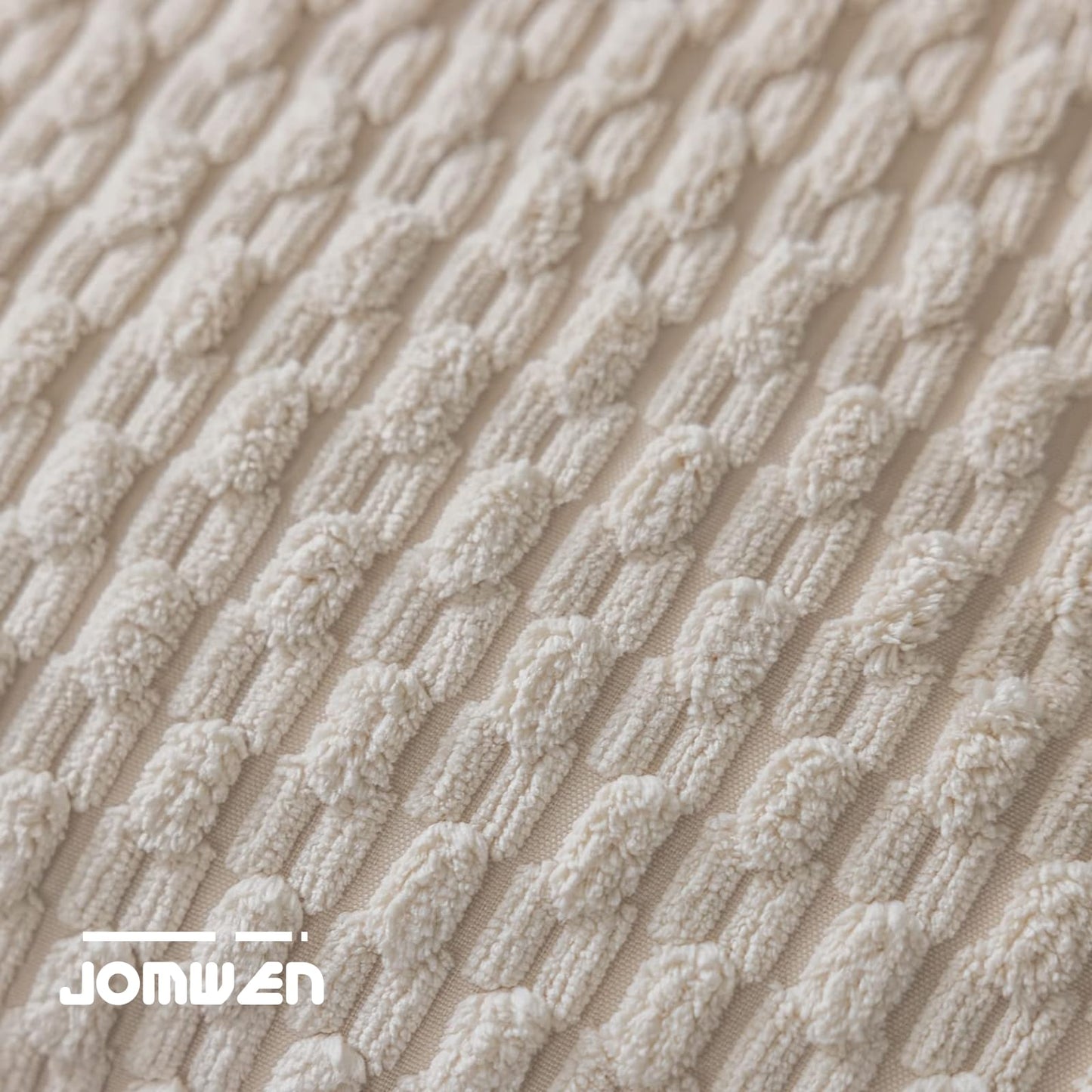 2 Packs Throw Pillow Covers Corduroy, Decorative Lumbar Pillow Covers, JOMWEN Super Soft Boho Striped Cushion Covers for Couch Bed Sofa Livingroom (Beige, 45 x 45 cm)