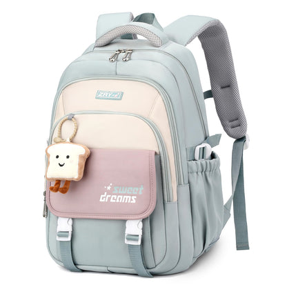 Amythe Girls School Bag, 16 inch School Backpack for Girl Age 9-16, Kids BookBag with Pendant for Elementary Middle School