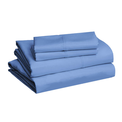 Lightweight Super Soft, Wrinkle-Free, Breathable Easy Care Microfiber 4-Piece Bed Sheet Set with 14-Inch Deep Pockets, Queen, Dutch Blue, Solid