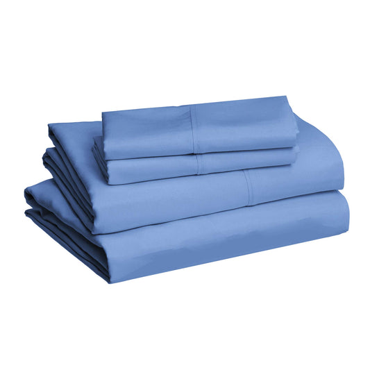 Lightweight Super Soft, Wrinkle-Free, Breathable Easy Care Microfiber 4-Piece Bed Sheet Set with 14-Inch Deep Pockets, Queen, Dutch Blue, Solid