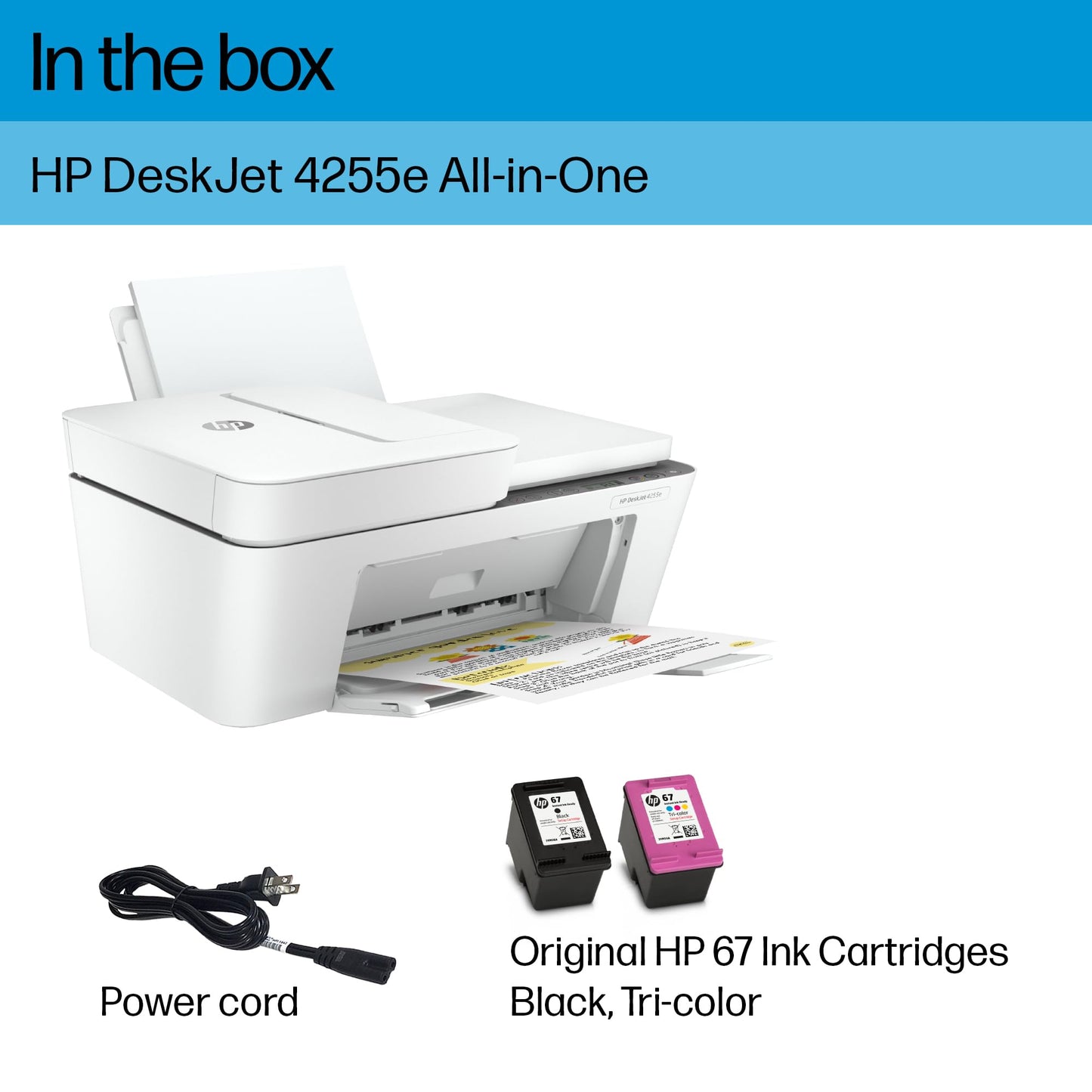 HP DeskJet 4255e Wireless All-in-One Color Inkjet Printer, Scanner, Copier, Best-for-Home, 3 Month Instant Ink Trial Included (588S6A)