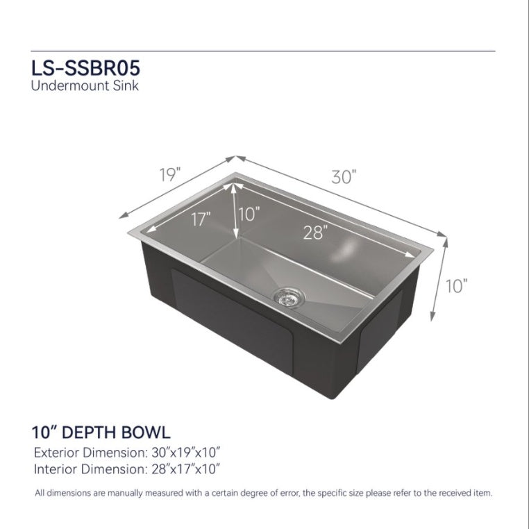Kitchen Sink 30x19 Multifunctional Undermount Workstation Kitchen Sink S304 Stainless Steel Handmade Modern Single Bowl Kitchen Sink