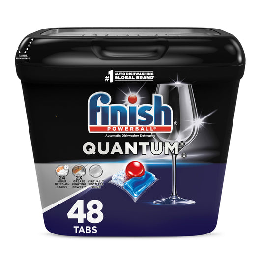 Finish Quantum Dishwasher Pods, No Pre-Rinse Dishwasher Detergent Soap Removes 24HR Dried-On Stain and Grease, Leaving a Virtually Spotless Shine, 48 Count