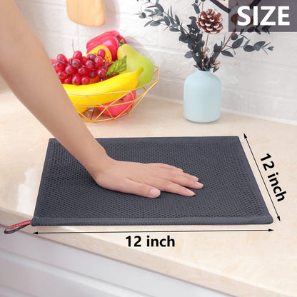 100% Cotton Waffle Weave Kitchen Dish Cloths, Ultra Soft Absorbent Quick Drying Dish Towels, 12 x 12 Inches, 6-Pack, Mixed Color