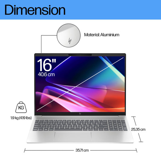 HP Pavilion Plus 16" Laptop, 2.5K Display, Intel Core Ultra 7 155H Processor, 16GB RAM, 1TB SSD, Intel Iris Xe Graphics, Windows 11, Sleek & Lightweight Design, Long Battery Life, Silver, B22Z7PA