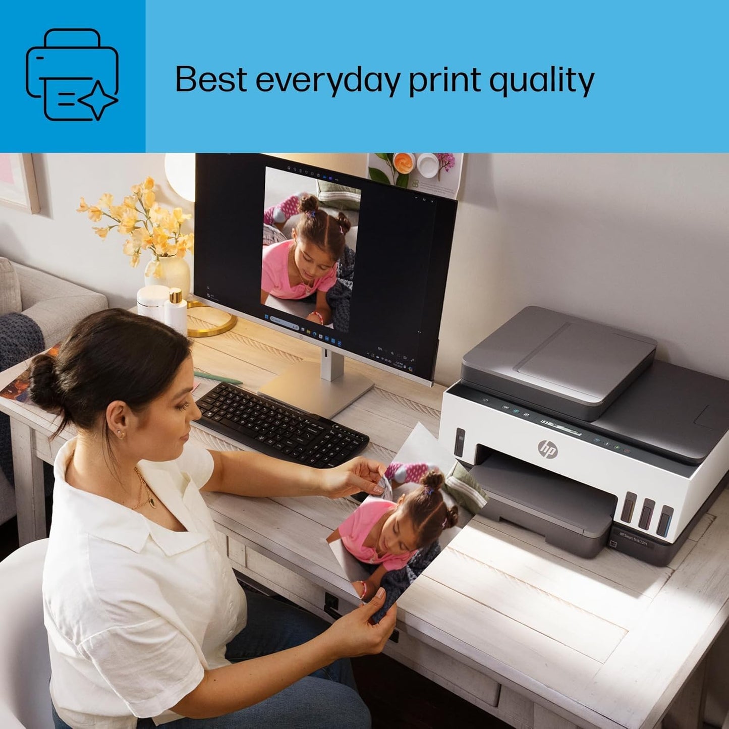 HP Smart Tank 7305 All-in-One Color Printer with Wi-Fi, Print, Scan & Copy, Print speed Up to 15 ppm, 28B75A