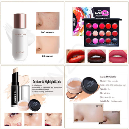 Professional Makeup Set,MKNZOME Essential Make Up Set With Make-up Bag Portable Travel Makeup Kit Birthday Xmas Makeup Gift Set Eyeshadow Palette Foudation Lip Gloss for Teenage & Adults
