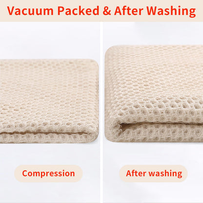 100% Cotton Waffle Weave Kitchen Dish Cloths, Ultra Soft Absorbent Quick Drying Dish Towels, 12 x 12 Inches, 6-Pack, Beige