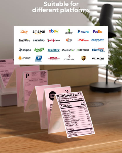 MUNBYN Pink Thermal Direct Shipping Labels (Pack of 500 4x6 Fan-Fold Labels) - Commercial Grade M-X-18329