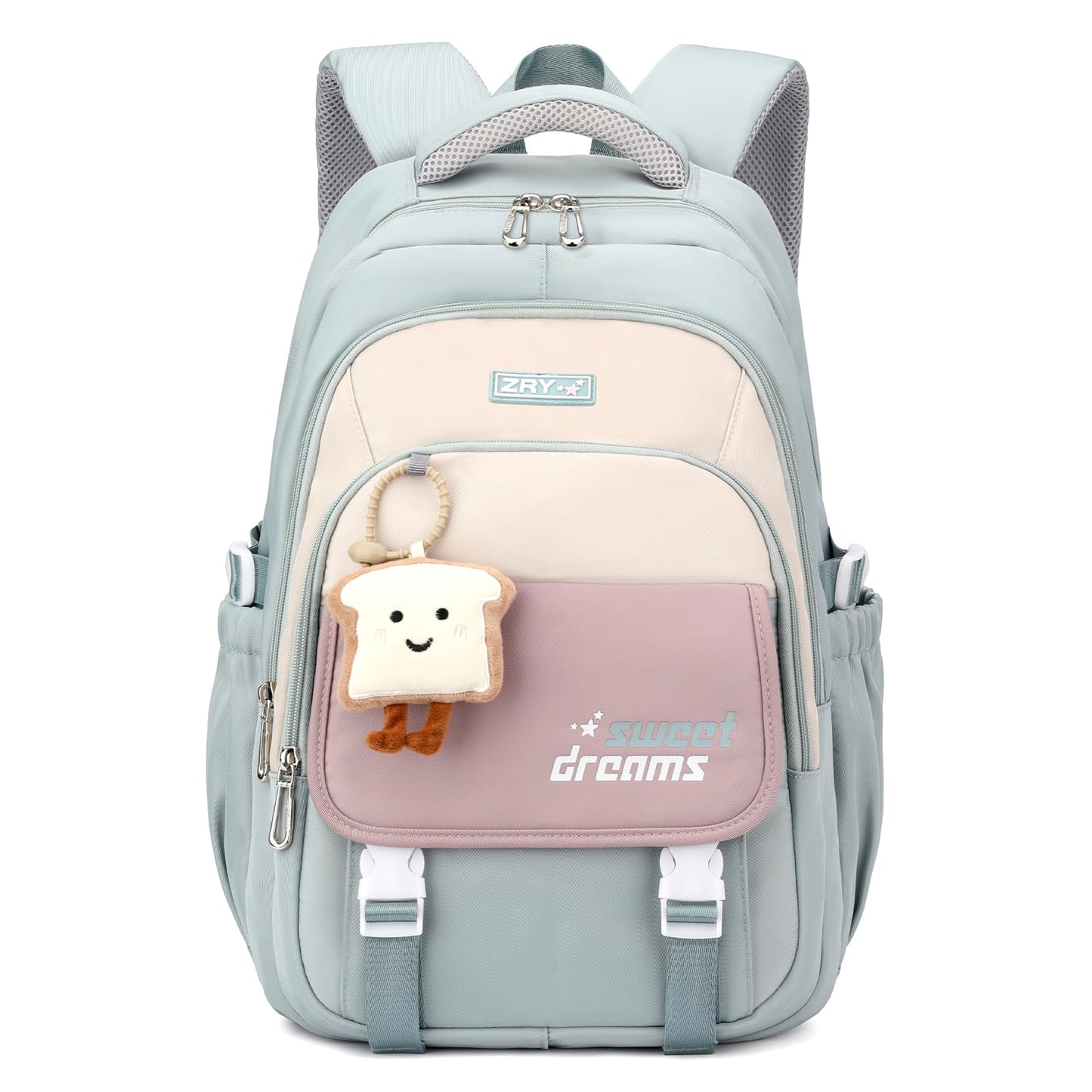 Amythe Girls School Bag, 16 inch School Backpack for Girl Age 9-16, Kids BookBag with Pendant for Elementary Middle School