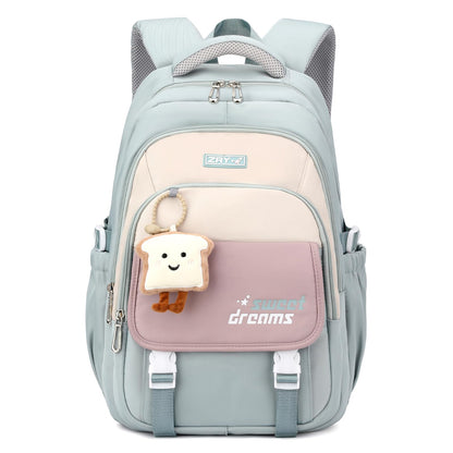 Amythe Girls School Bag, 16 inch School Backpack for Girl Age 9-16, Kids BookBag with Pendant for Elementary Middle School