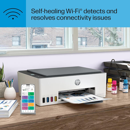HP Smart Tank 5105 Wireless All-in-One Printer, Color, Print, Copy, Scan, High-Volume Ink Tank, Manual Duplex, Mobile Printing, Scan to PDF, USB & Wi-Fi, 1F3Y3A