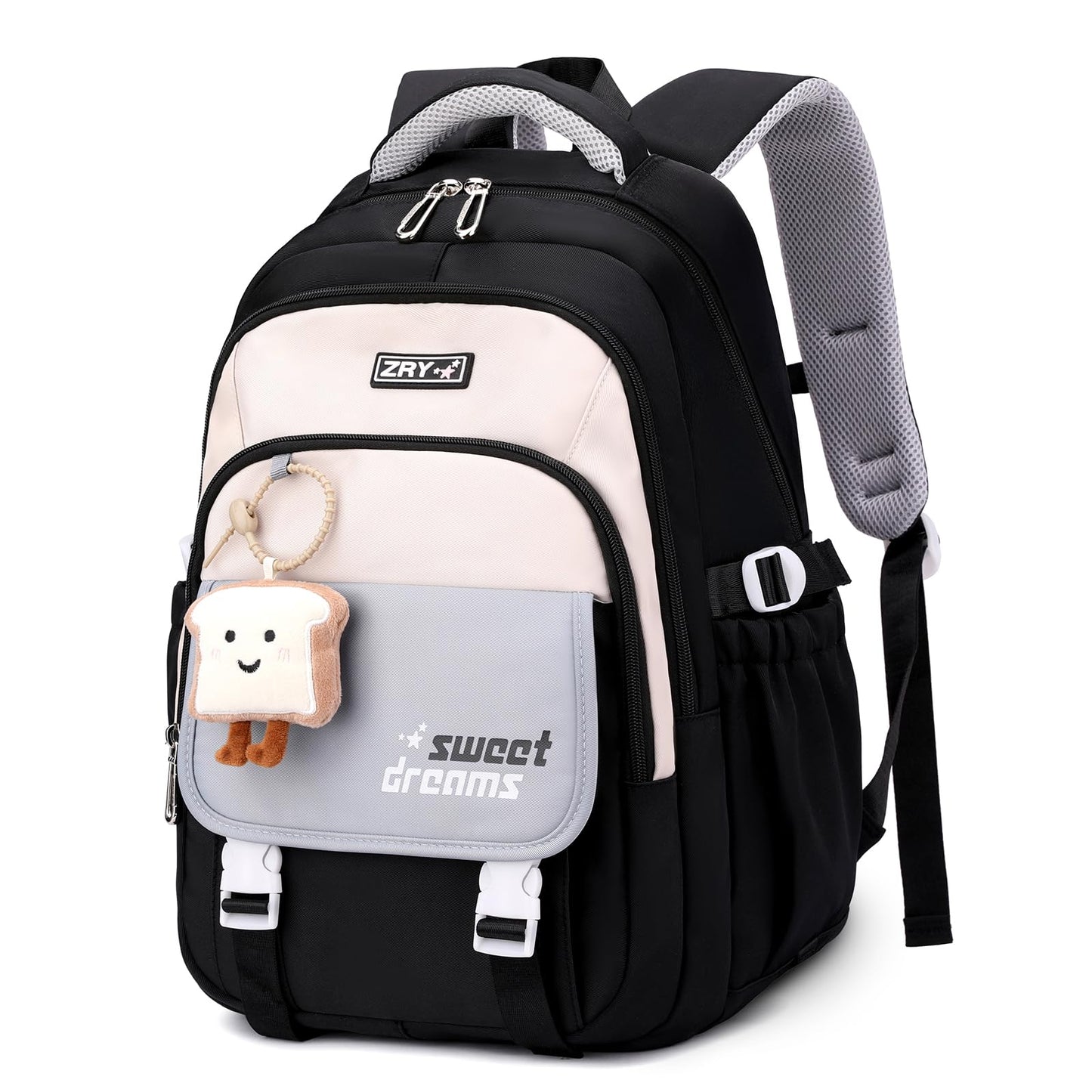 Amythe Girls School Bag, 16 inch School Backpack for Girl Age 9-16, Kids BookBag with Pendant for Elementary Middle School