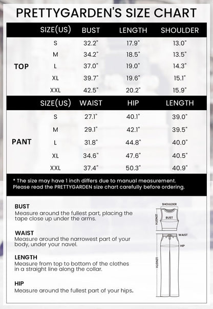 PRETTYGARDEN 2 Piece Sets for Women 2025 Summer Sleeveless Tank Ribbed Travel Beach Vacation Spring Lounge Wear Outfits